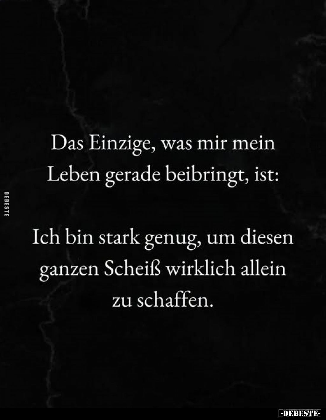 Das Einzige, was mir mein Leben gerade beibringt, ist:
Ich bin stark genug, um diesen ganzen Scheiß wirklich allein zu schaf...