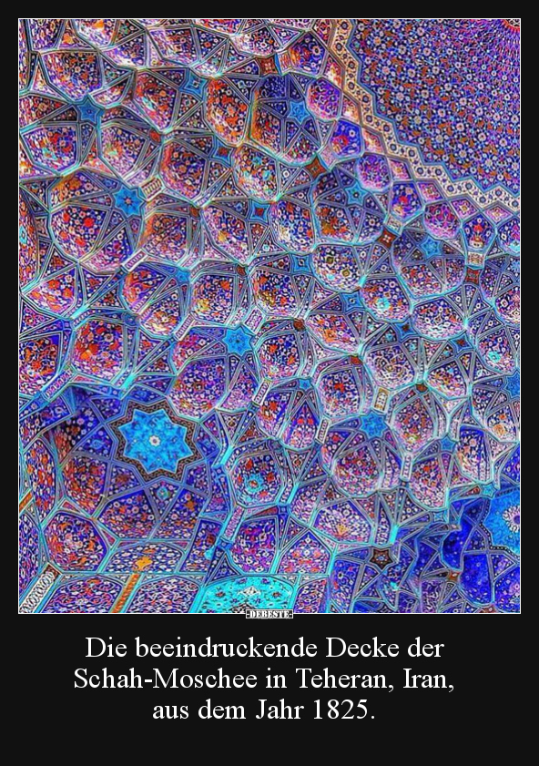Die beeindruckende Decke der Schah-Moschee in Teheran, Iran, aus dem Jahr 1825