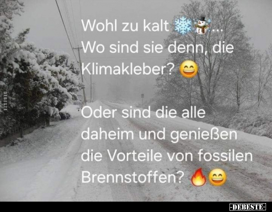 Wohl zu kalt... Wo sind sie denn, die Klimakleber?.. - Lustige Bilder | DEBESTE.de