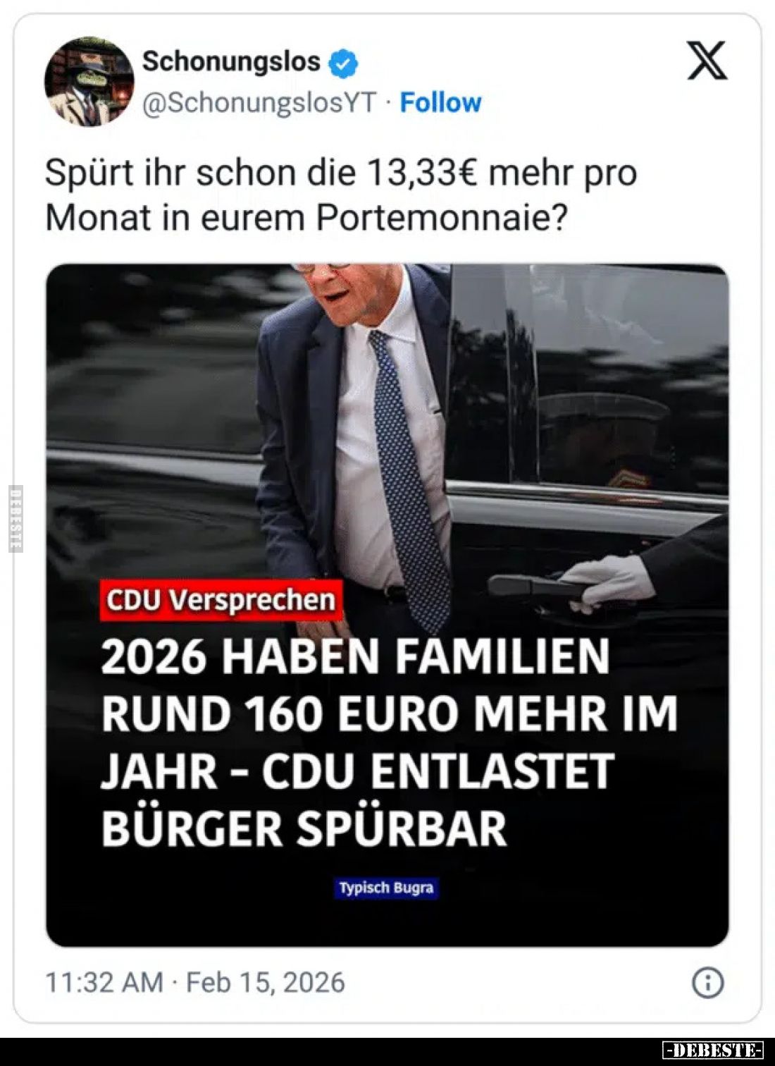 Spürt ihr schon die 13,33€ mehr pro Monat in eurem Portemonnaie?