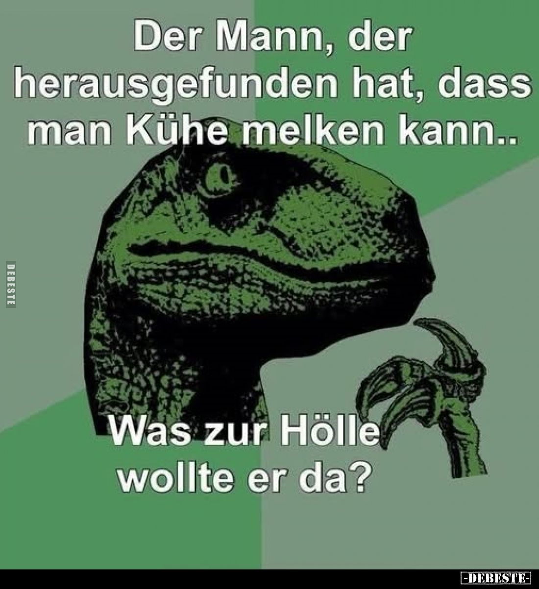 Der Mann, der herausgefunden hat, dass man Kühe melken kann..
Was zur Hölle wollte er da?