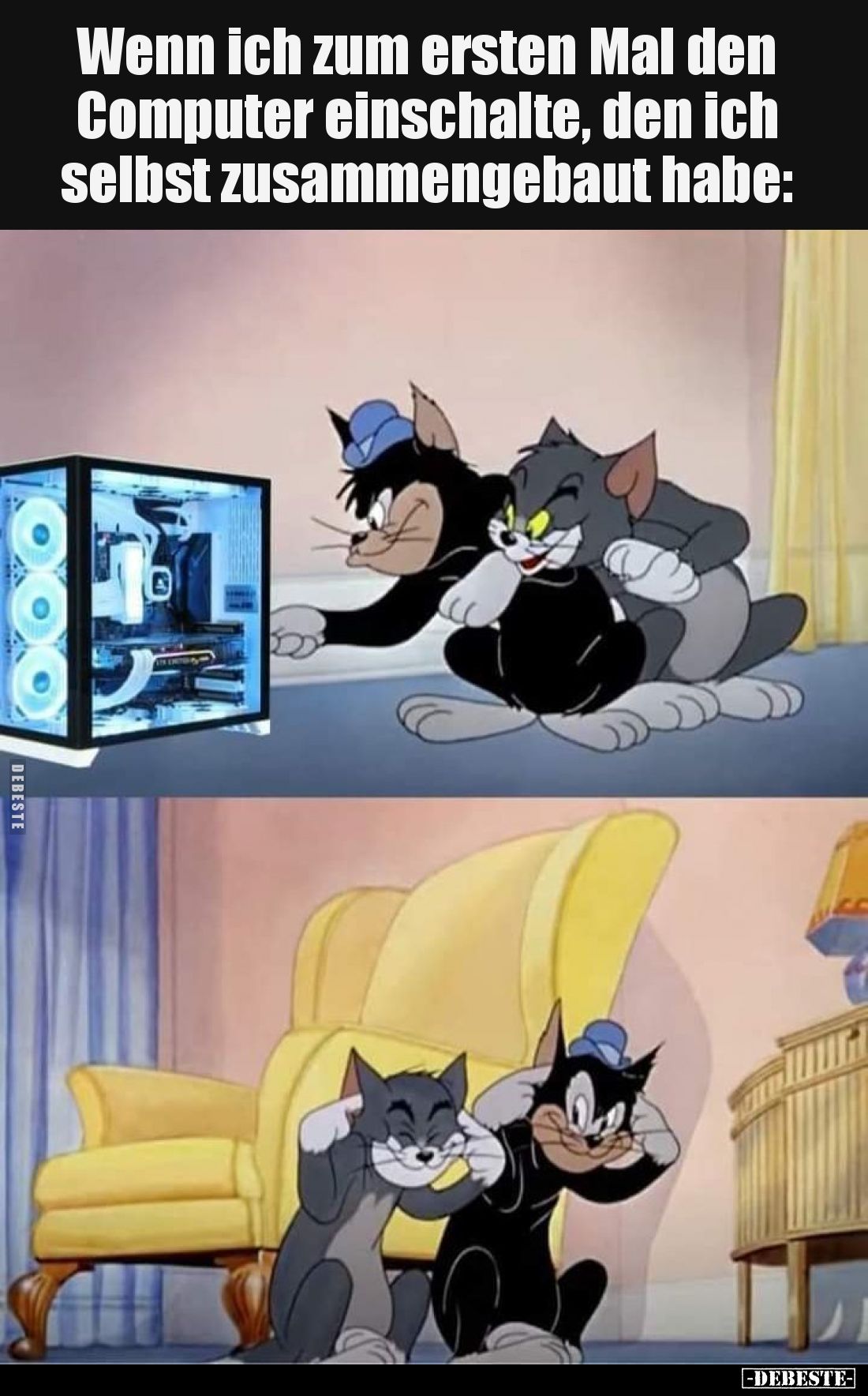 Wenn ich zum ersten Mal den Computer einschalte, den ich selbst zusammengebaut habe: