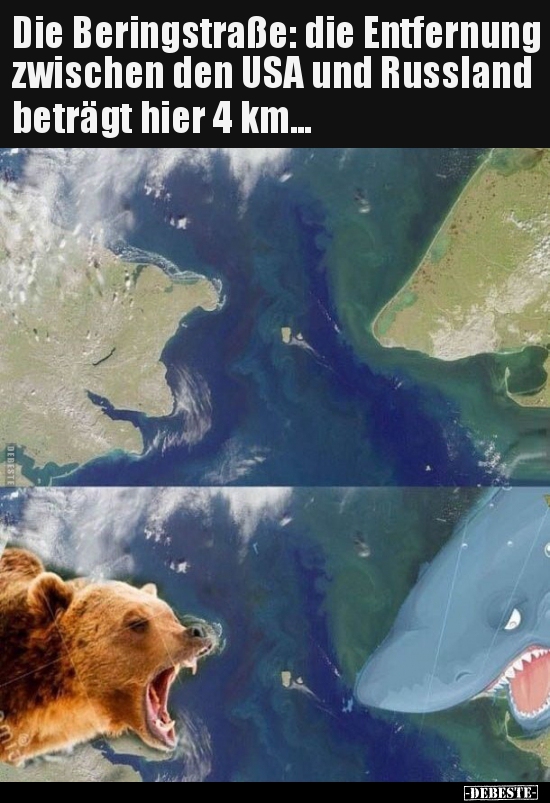 Die Beringstraße: die Entfernung zwischen den USA und..