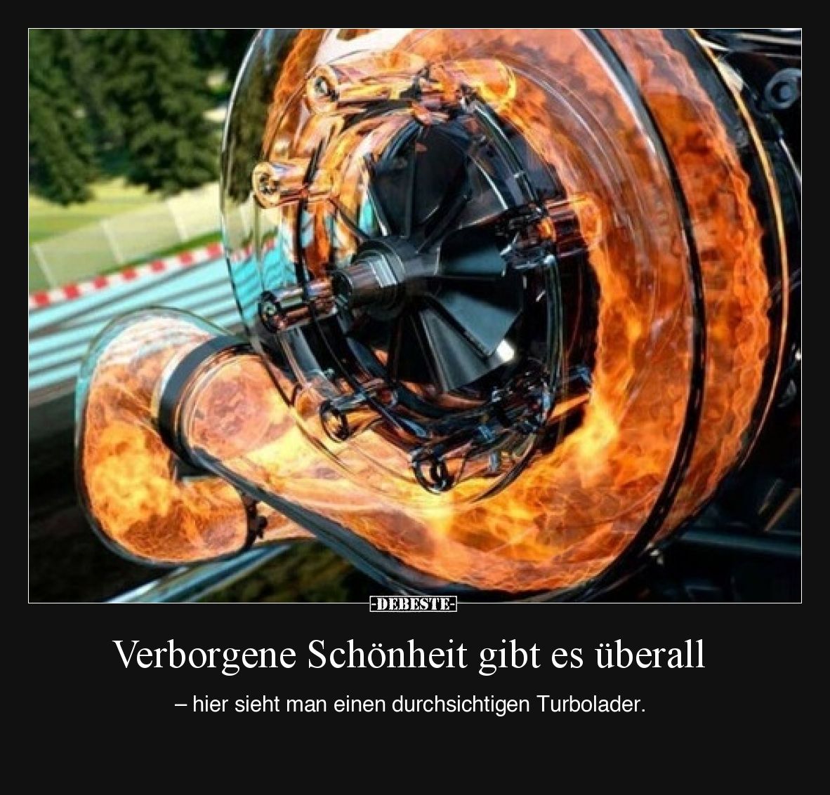 Verborgene Schönheit gibt es überall – hier sieht man einen durchsichtigen Turbolader.