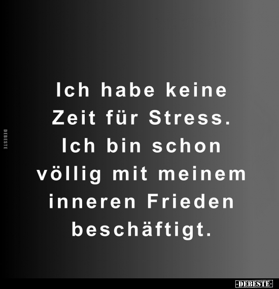 Ich habe keine Zeit für Stress.. - Lustige Bilder | DEBESTE.de