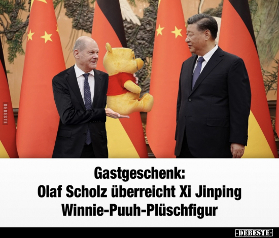 Gastgeschenk: Olaf Scholz überreicht Xi Jinping.. - Lustige Bilder | DEBESTE.de