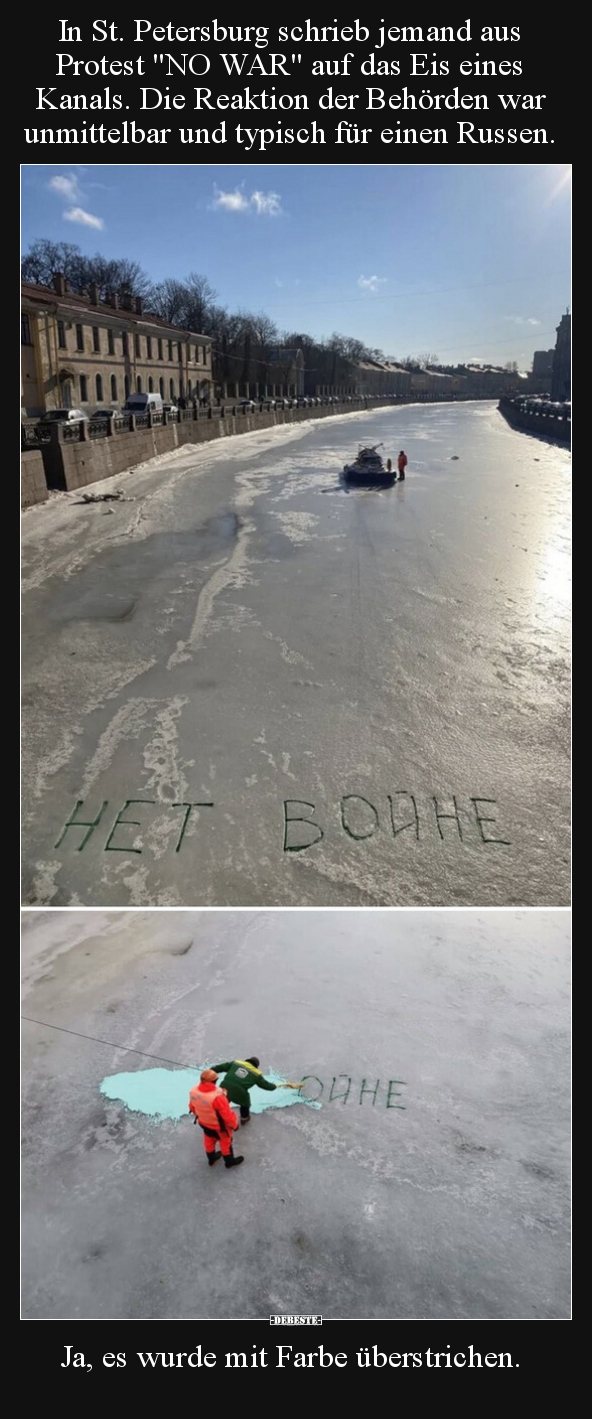 In St. Petersburg schrieb jemand aus Protest "NO WAR" auf.. - Lustige Bilder | DEBESTE.de