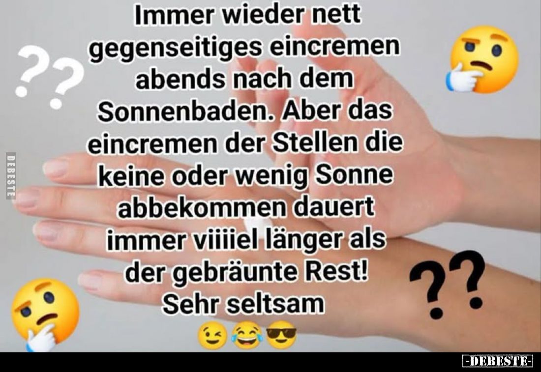 Immer wieder nett gegenseitiges eincremen abends nach dem Sonnenbaden. Aber das eincremen der Stellen die keine oder wenig So...