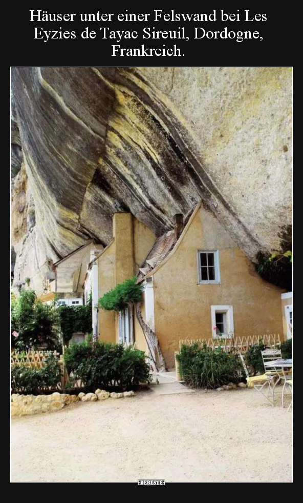 Häuser unter einer Felswand bei Les Eyzies de Tayac.. - Lustige Bilder | DEBESTE.de