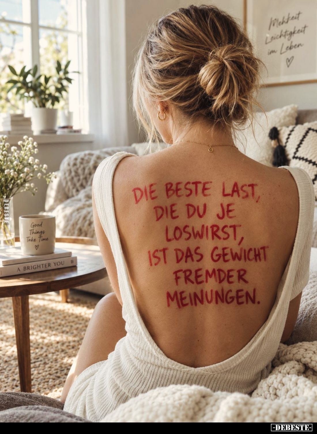 Die beste last, die du je loswirst, ist das Gewicht fremder Meinungen.