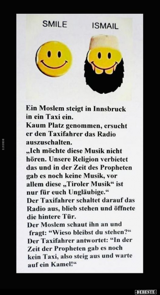 Ein Moslem steigt in Innsbruck in ein Taxi ein... - Lustige Bilder | DEBESTE.de