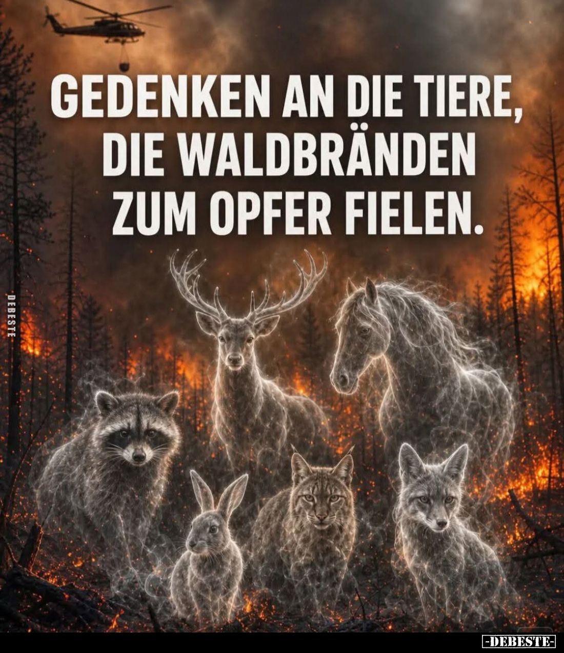 Gedenken an die Tiere, die Waldbränden zum Opfer fielen.