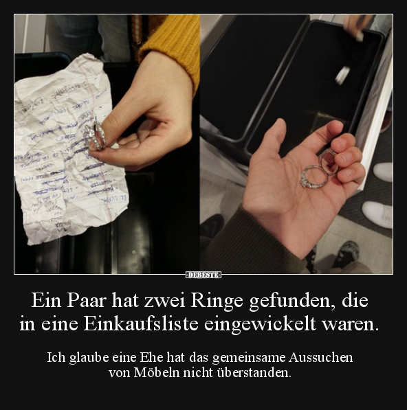 Ein Paar hat zwei Ringe gefunden, die in eine.. - Lustige Bilder | DEBESTE.de