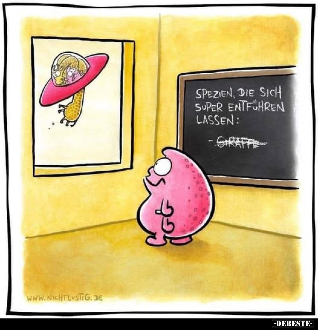 Spezien, die sich super entführen lassen:
- Giraffe