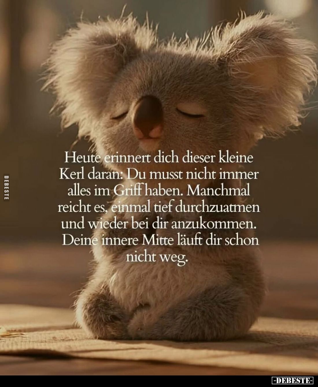 Heute erinnert dich dieser kleine Kerl daran: Du musst nicht immer alles im Griff haben. Manchmal reicht es, einmal tief durc...