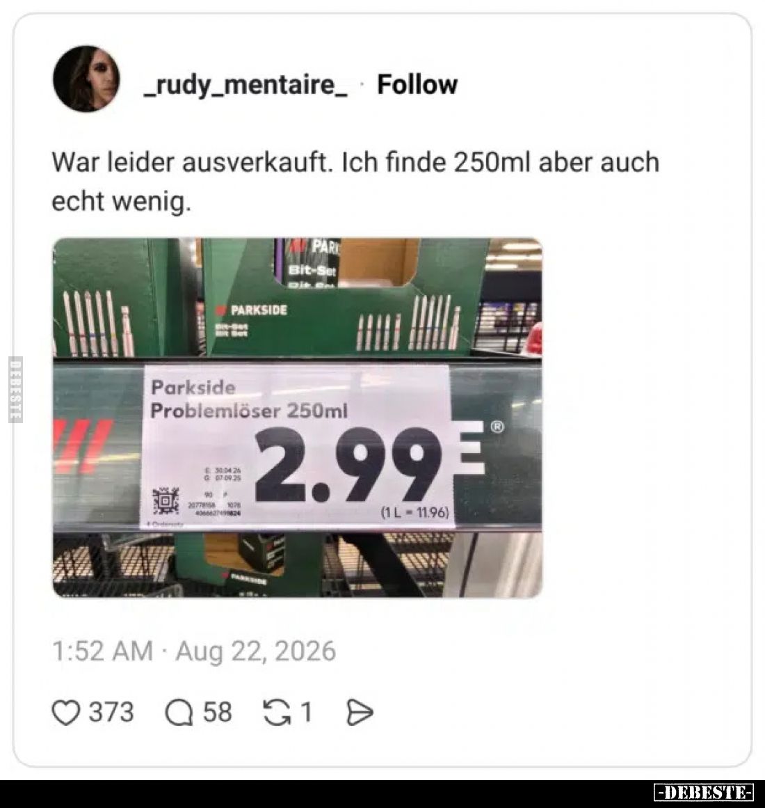 War leider ausverkauft. Ich finde 250ml aber auch echt.. - Lustige Bilder | DEBESTE.de