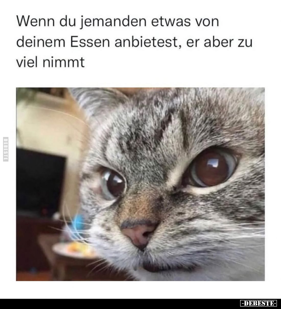 Wenn du jemanden etwas von deinem Essen anbietest, er aber zu viel nimmt