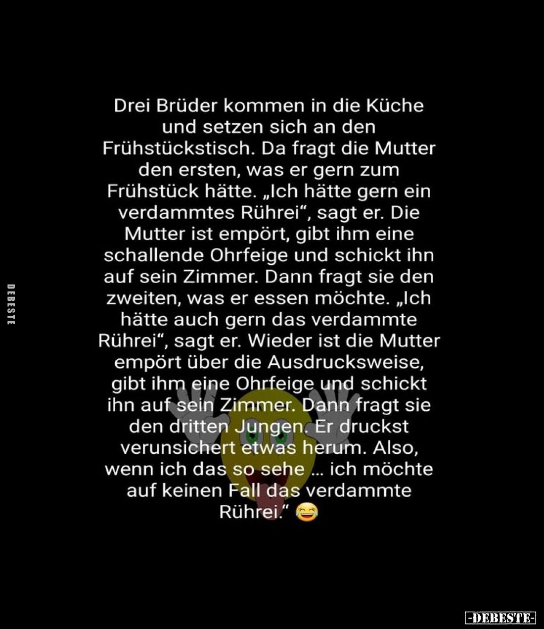 Drei Brüder kommen in die Küche und setzen sich an den.. - Lustige Bilder | DEBESTE.de