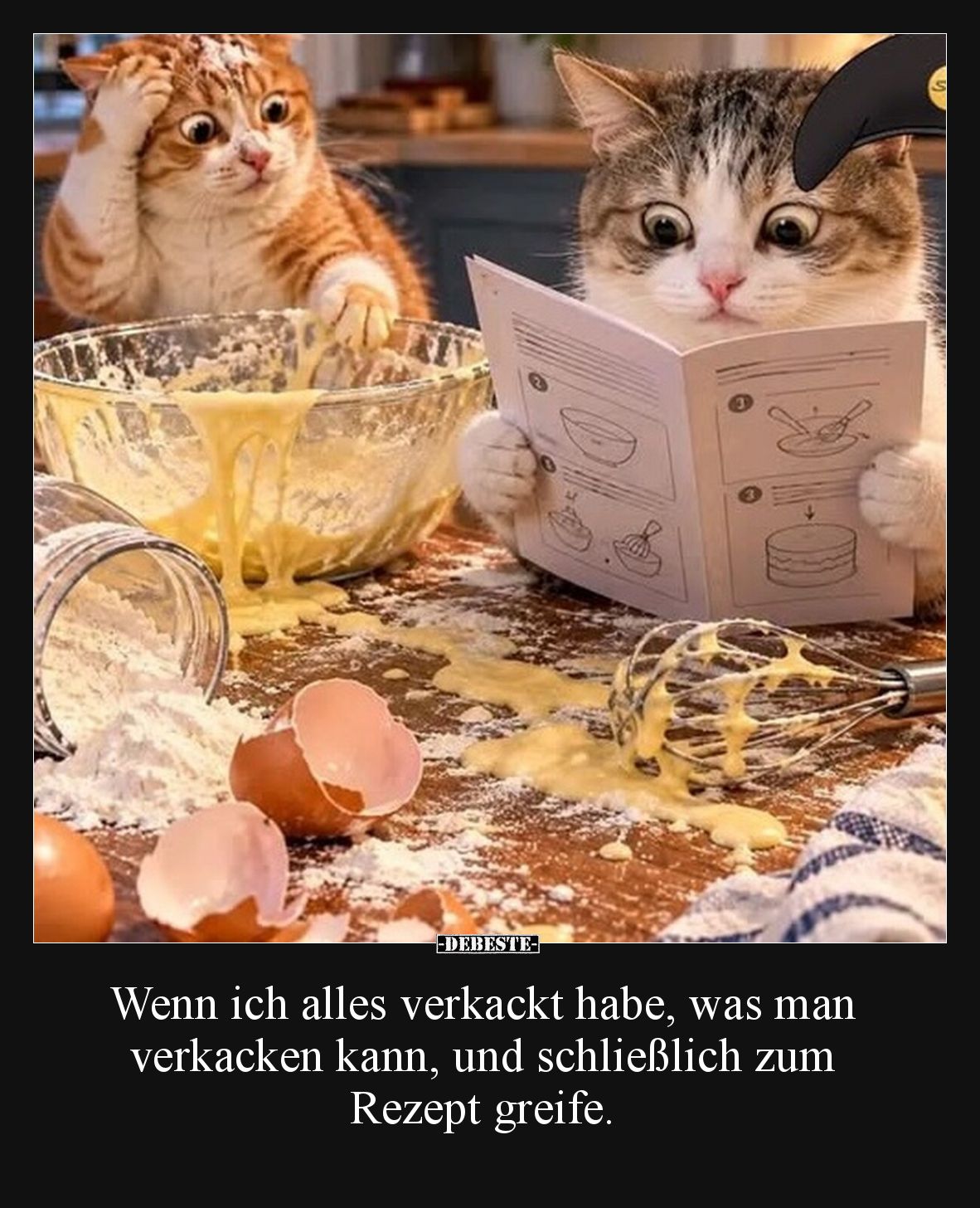 Wenn ich alles verkackt habe, was man verkacken kann, und schließlich zum Rezept greife.