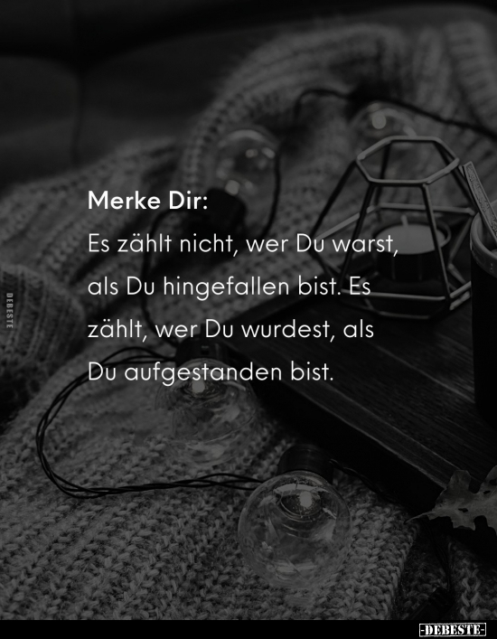 Merke Dir: Es zählt nicht, wer Du warst, als Du hingefallen.. - Lustige Bilder | DEBESTE.de