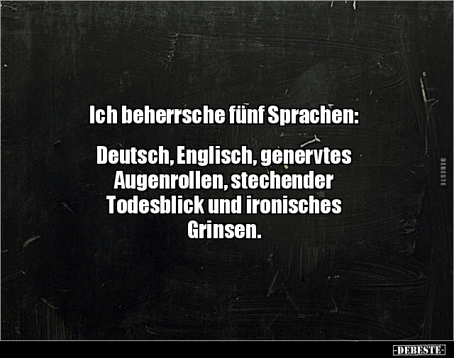 Ich beherrsche fünf Sprachen:  Deutsch, Englisch.. - Lustige Bilder | DEBESTE.de