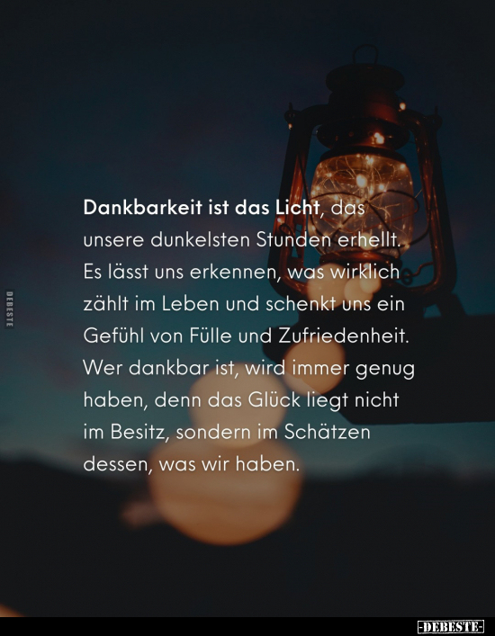 Dankbarkeit ist das Licht, das unsere dunkelsten Stunden.. - Lustige Bilder | DEBESTE.de