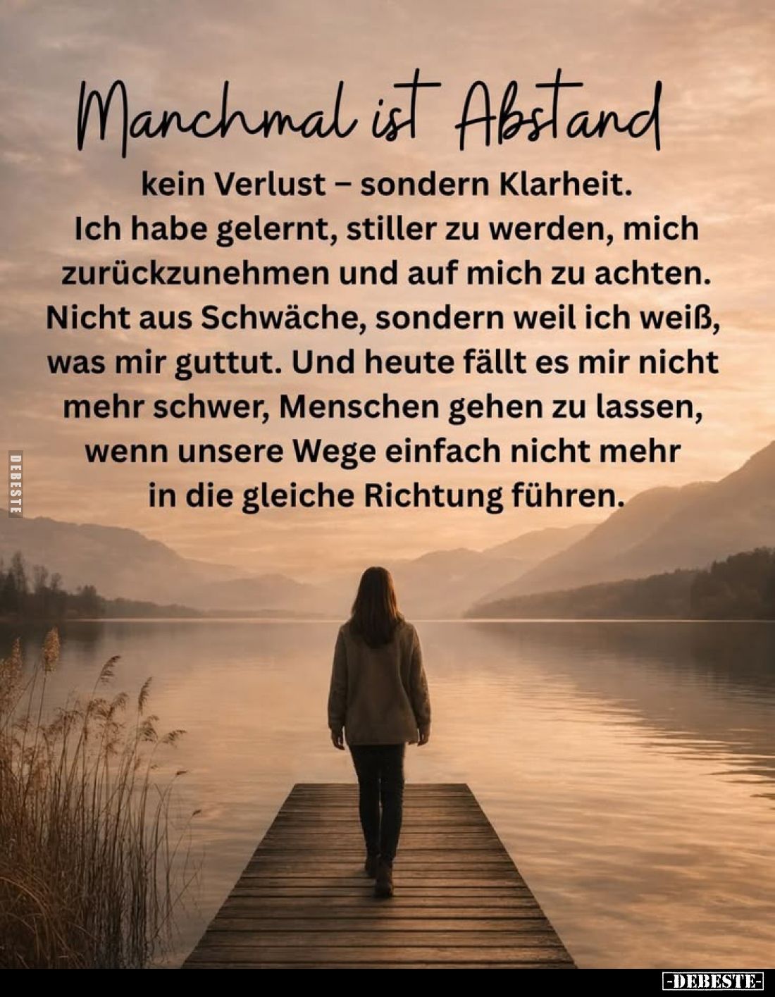 Manchmal ist Abstand
kein Verlust - sondern Klarheit.
Ich habe gelernt, stiller zu werden, mich zurückzunehmen und auf mich...