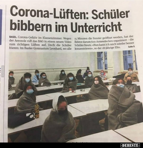 Corona-Lüften: Schüler bibbern im Unterricht.. - Lustige Bilder | DEBESTE.de