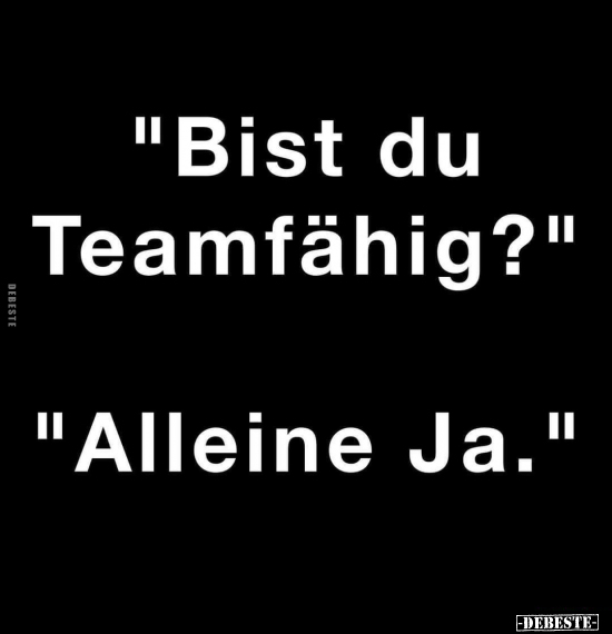 "Bist du Teamfähig?" "Alleine Ja."