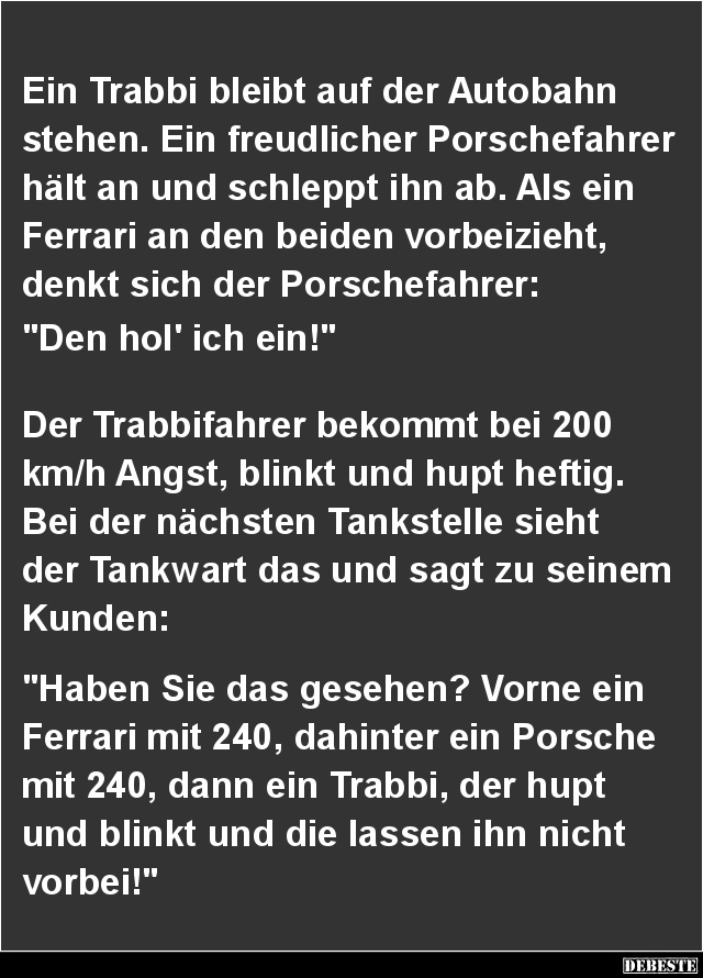 Ein Trabbi bleibt auf der Autobahn stehen.. - Lustige Bilder | DEBESTE.de