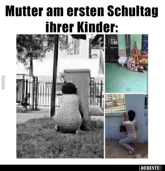 Mutter am ersten Schultag Ihrer Kinder: - Lustige Bilder | DEBESTE.de