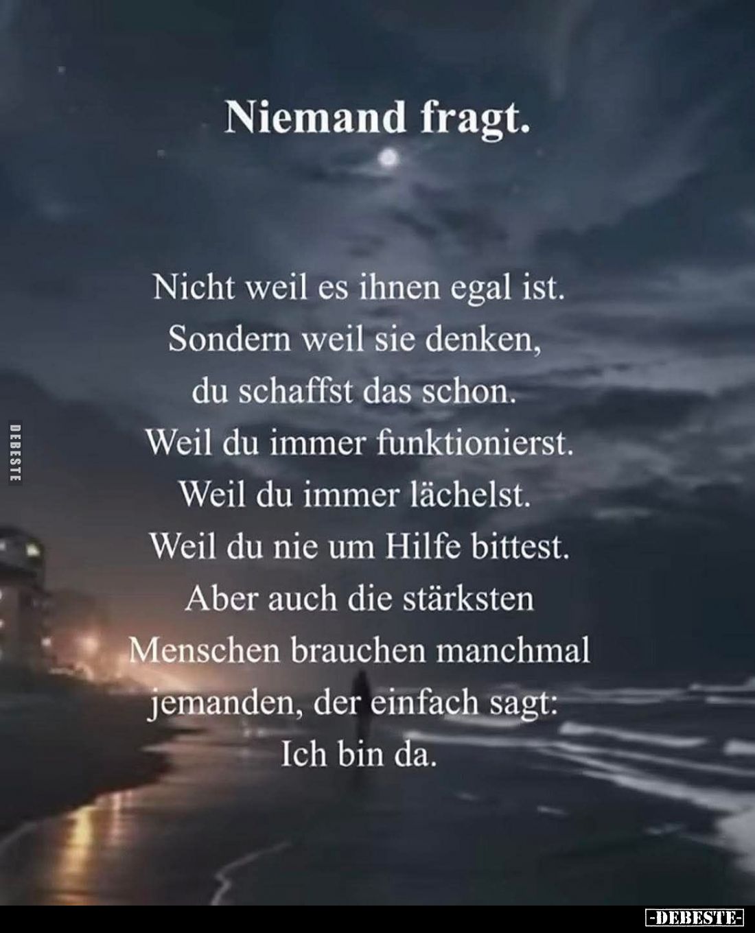 Niemand fragt.
Nicht weil es ihnen egal ist. Sondern weil sie denken, du schaffst das schon. Weil du immer funktionierst. We...