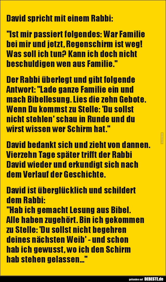 David spricht mit einem Rabbi: "Ist mir passiert.." - Lustige Bilder | DEBESTE.de