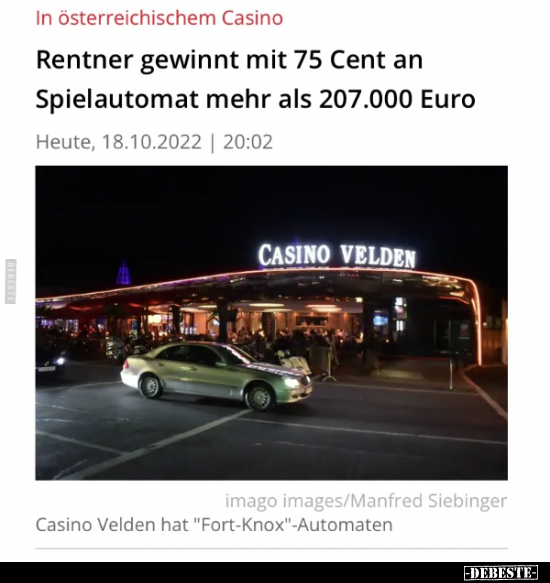 Rentner gewinnt mit 75 Cent an Spielautomat mehr als.. - Lustige Bilder | DEBESTE.de