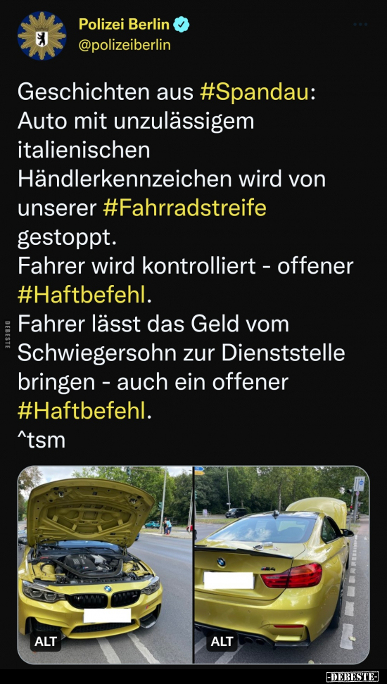 Geschichten aus #Spandau: Auto mit unzulässigem.. - Lustige Bilder | DEBESTE.de