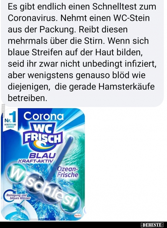 Es gibt endlich einen Schnelltest zum Coronavirus... - Lustige Bilder | DEBESTE.de