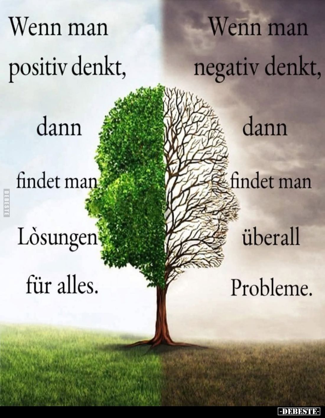 Wenn man positiv denkt, dann findet man Lösungen für alles.
-
Wenn man negativ denkt, dann findet man überall Probleme.