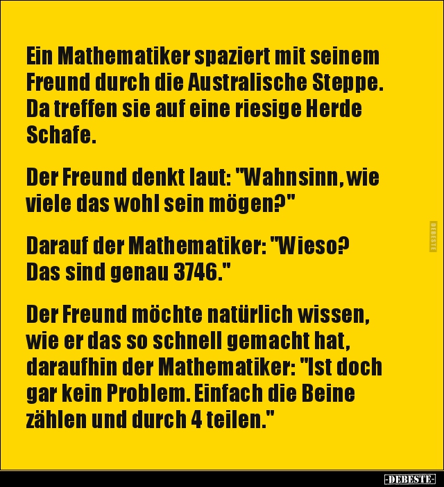Ein Mathematiker spaziert mit seinem Freund durch die.. - Lustige Bilder | DEBESTE.de