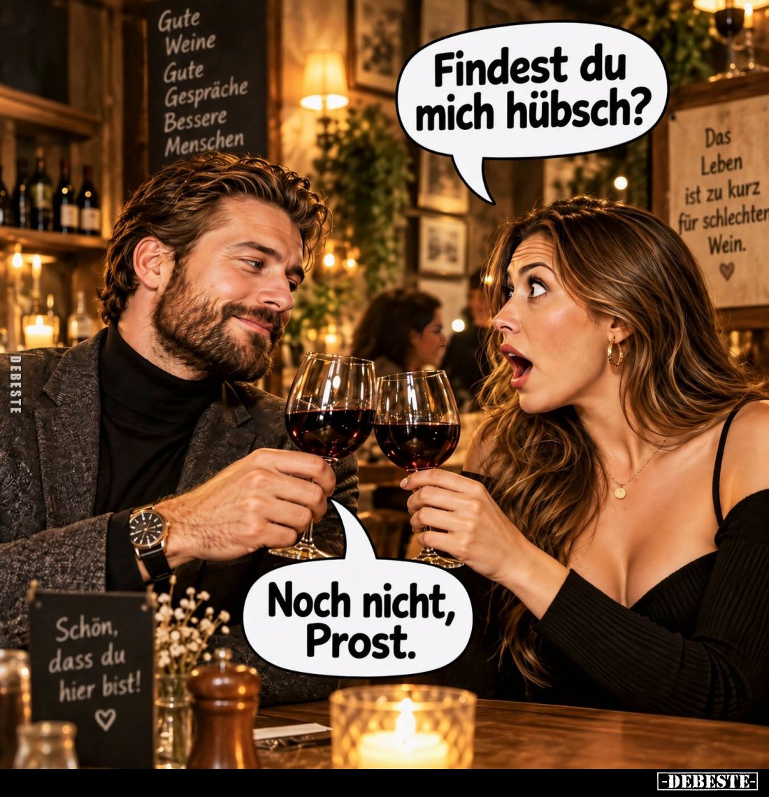 Findest du mich hübsch?
-
Noch nicht, Prost.