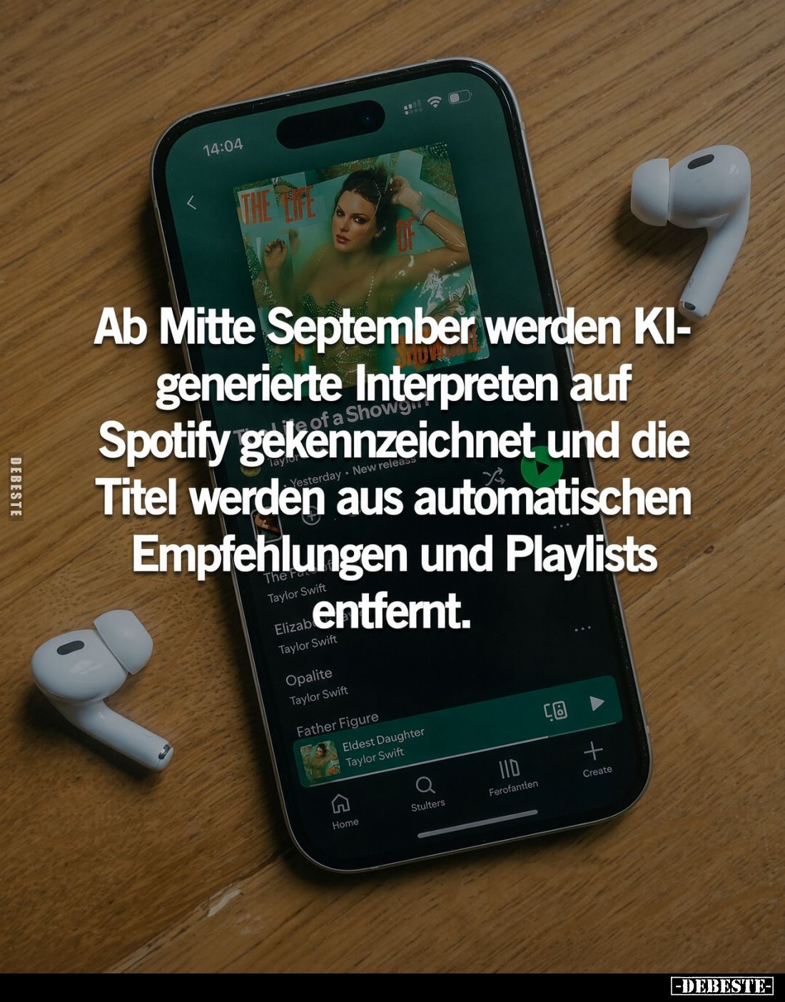 Ab Mitte September werden KI-generierte Interpreten auf Spotify gekennzeichnet und die Titel werden aus automatischen Empfehl...