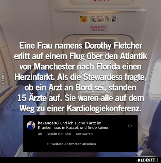 Eine Frau namens Dorothy Fletcher erlitt auf einem Flug.. - Lustige Bilder | DEBESTE.de