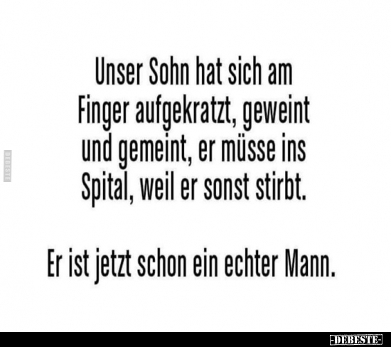 Unser Sohn hat sich am Finger aufgekratzt, geweint und.. - Lustige Bilder | DEBESTE.de