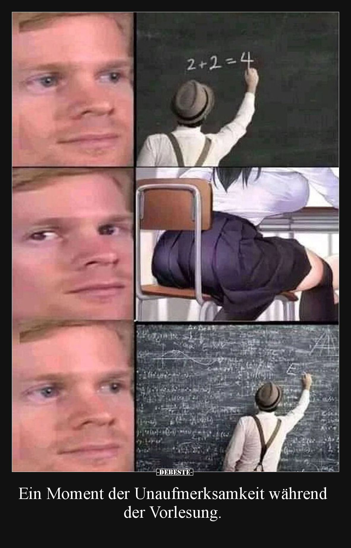 Ein Moment der Unaufmerksamkeit während der Vorlesung.