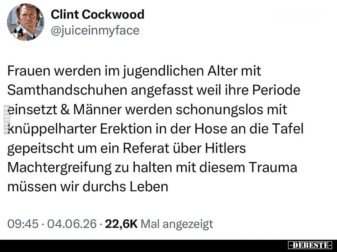 Frauen werden im jugendlichen Alter mit Samthandschuhen angefasst weil ihre Periode einsetzt & Männer werden schonungslos...