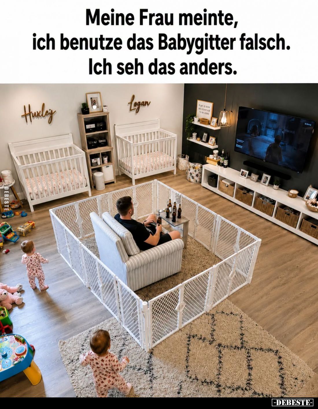 Meine Frau meinte, ich benutze das Babygitter falsch. Ich seh das anders.