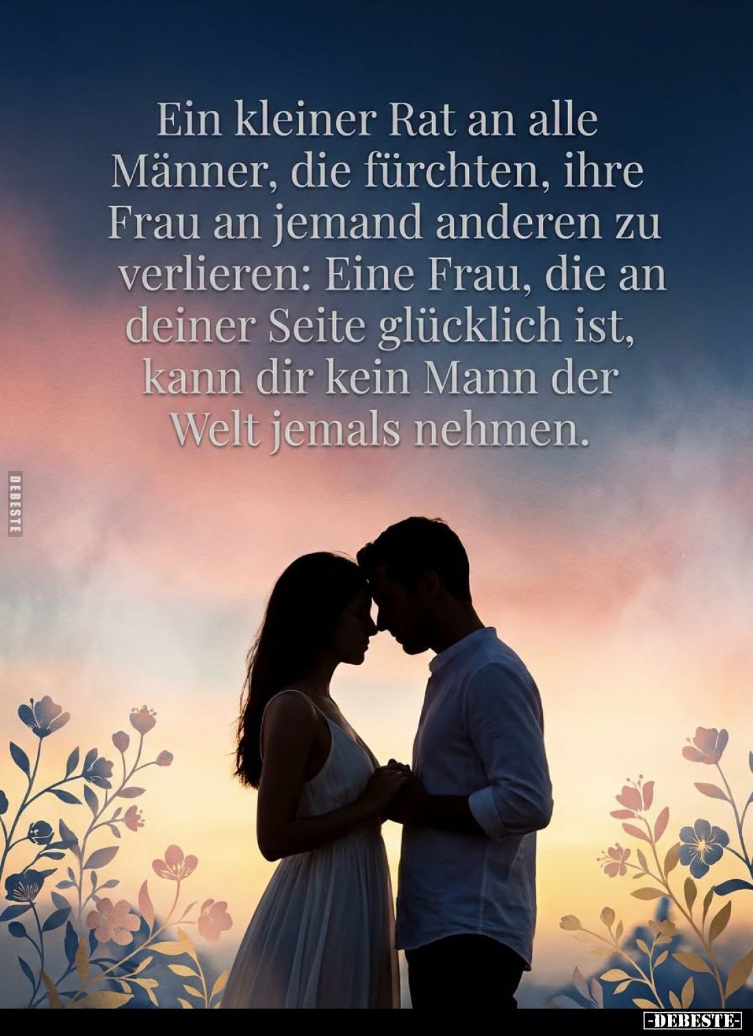 Ein kleiner Rat an alle Männer, die fürchten, ihre Frau an jemand anderen zu verlieren: Eine Frau, die an deiner Seite glückl...