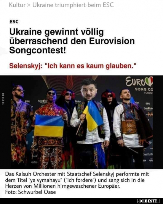 Ukraine gewinnt völlig überraschend den Eurovision.. - Lustige Bilder | DEBESTE.de