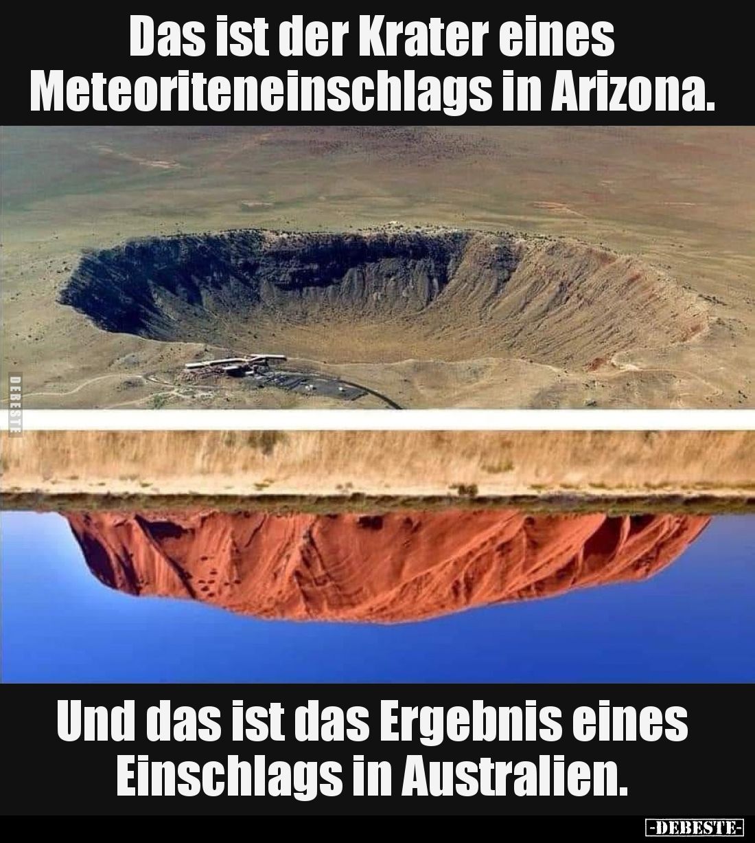 Das ist der Krater eines Meteoriteneinschlags in Arizona. 

Und das ist das Ergebnis eines Einschlags in Australien.