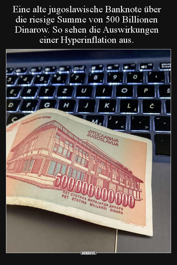 Eine alte jugoslawische Banknote über die riesige Summe von.. - Lustige Bilder | DEBESTE.de
