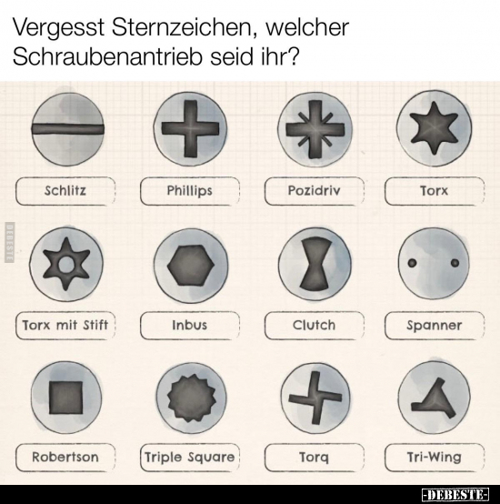 Vergesst Sternzeichen, welcher Schraubenantrieb seid ihr? - Lustige Bilder | DEBESTE.de
